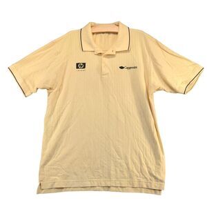Devon & Jones Men's Polo Shirt Tan XL Short Sleeve High Low Hem Capgemini HP